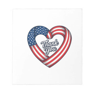 Bloc-note Cœur patriotique Merci Design vectoriel vintage_1
