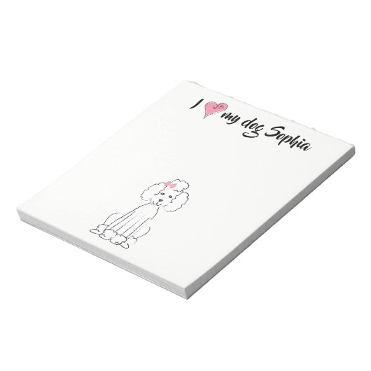 Bloc-note Coeur rose mignon J'aime mon chien Personnalisé Wh (Tourné)