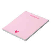 Bloc-note Cœur Rose Pâle Saint-Valentin Nom Personnalisé (Tourné)