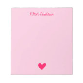 Bloc-note Cœur Rose Pâle Saint-Valentin Nom Personnalisé (Devant)