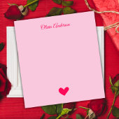 Bloc-note Cœur Rose Pâle Saint-Valentin Nom Personnalisé