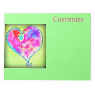 Bloc-note coeur rose tourbillonnant