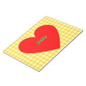 Bloc-note Coeur rouge Jaune En vichy Saint Valentin (Incliné)