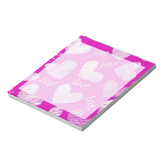 Bloc-note Coeurs Blancs Rose mignon avec script d'amour (Tourné)