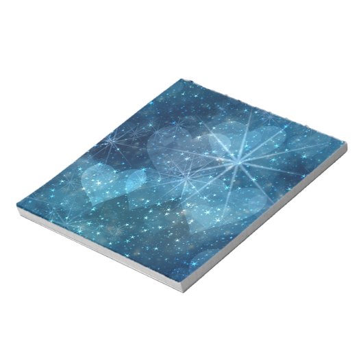 Bloc-note Coeurs Bleus Et Étoiles (Tourné)