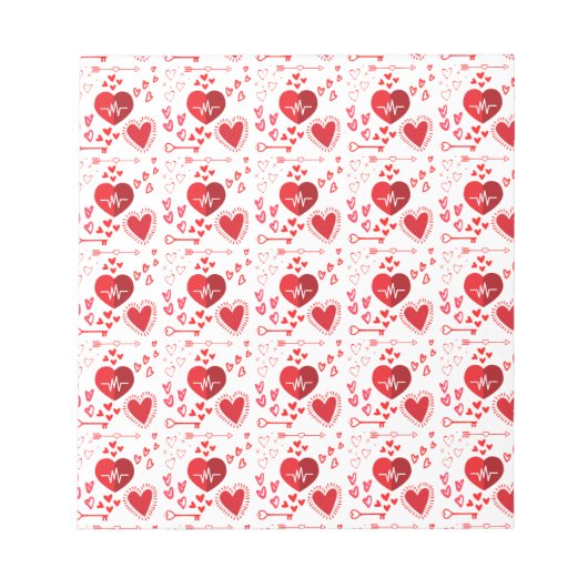 Bloc-note Coeurs d'amour rouge et flèche (Devant)