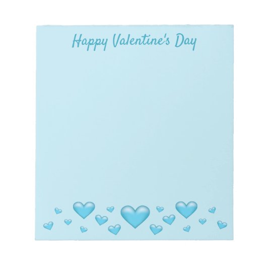 Bloc-note Cœurs de la Saint-Valentin bleus & Texte personnal (Devant)