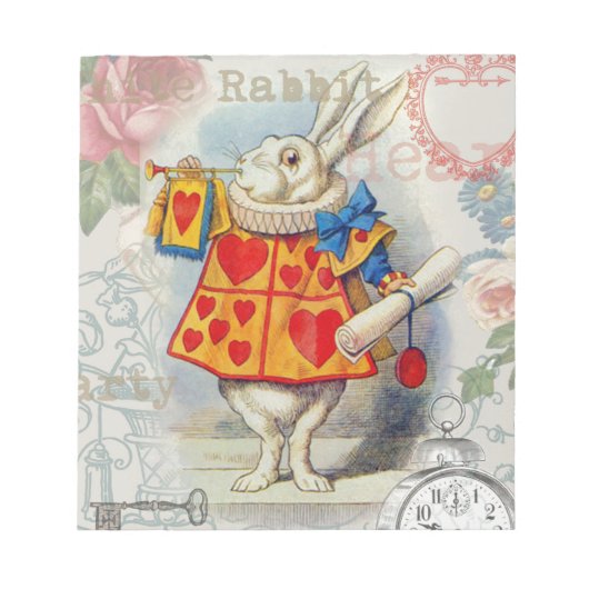 Bloc-note Cœurs de Lapin Blanc Alice Classique (Devant)