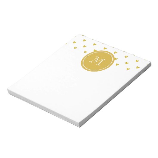Bloc-note Coeurs de Parties scintillant d'or avec Monogramme (Tourné)