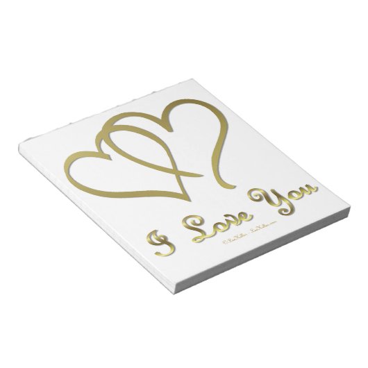 Bloc-note Coeurs d'or intronisés i Love You (Incliné)