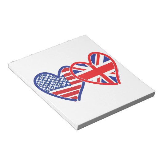 Bloc-note Coeurs du drapeau américain Union Jack (Incliné)