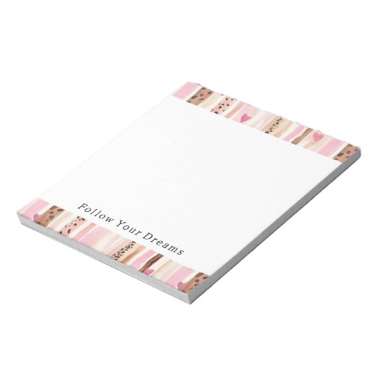 Bloc-note Coeurs Empreintes de léopard Brown rose Fille (Tourné)