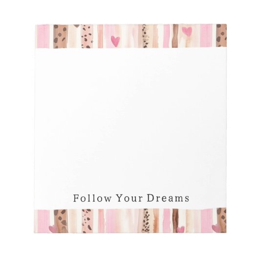 Bloc-note Coeurs Empreintes de léopard Brown rose Fille (Devant)