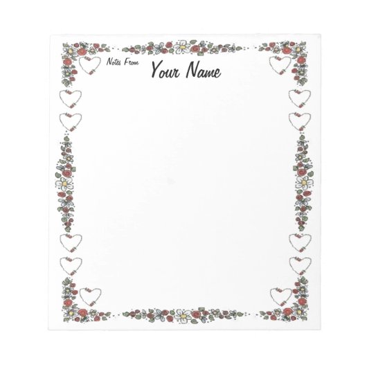 Bloc-note Coeurs et fleurs (Devant)