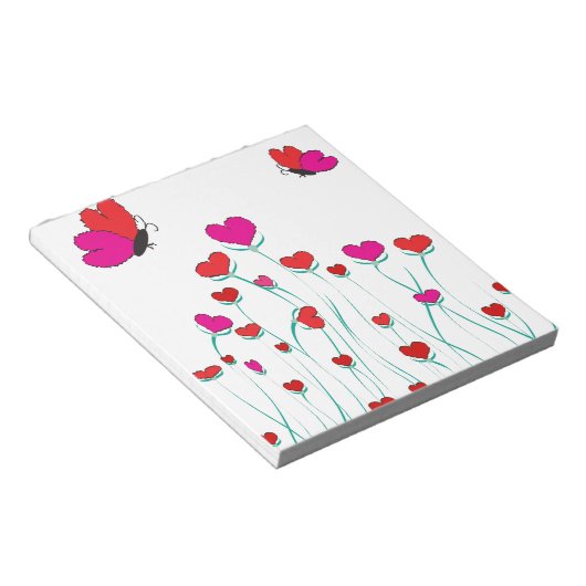 Bloc-note Coeurs et papillons Valentine Love (Incliné)