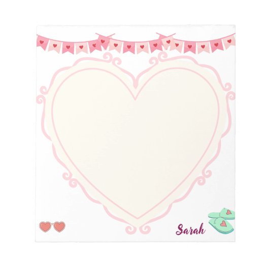 Bloc-note Coeurs girly monogrammes arrière - plan rose Paste (Devant)