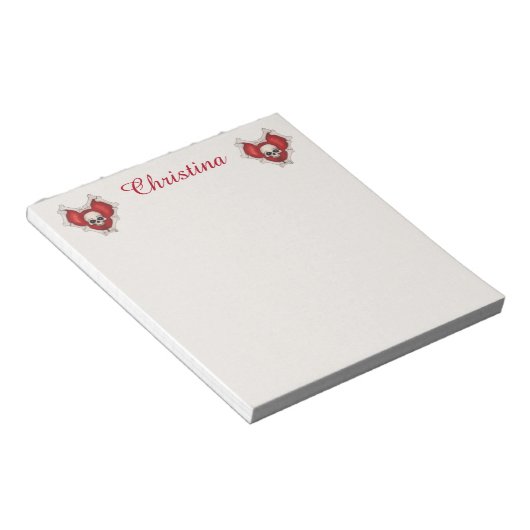 Bloc-note Coeurs gothiques rouges foncés cernés dans le crân (Incliné)