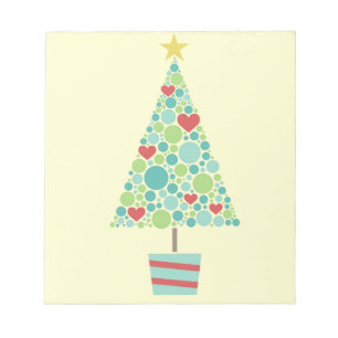 Bloc-note Coeurs mignons pastel moderne sapin de Noël