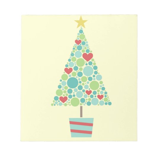 Bloc-note Coeurs mignons pastel moderne sapin de Noël (Devant)