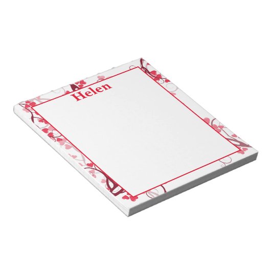 Bloc-note Coeurs mignons rouge et blanc (Incliné)