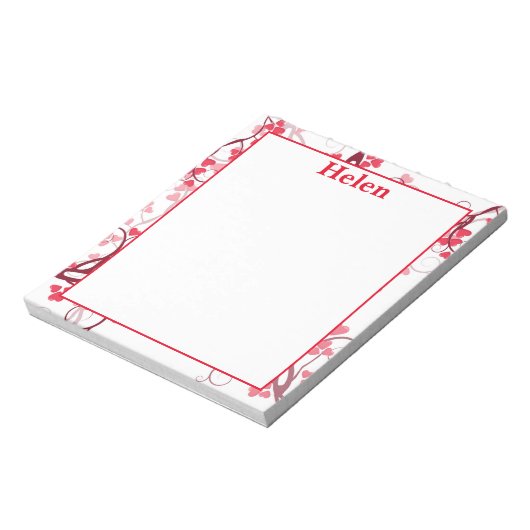 Bloc-note Coeurs mignons rouge et blanc (Tourné)