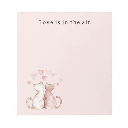 Bloc-note Cœurs roses chats blancs amour (Devant)