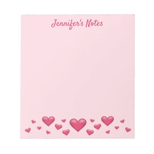 Bloc-note Cœurs roses de la Saint-Valentin & Texte personnal (Devant)