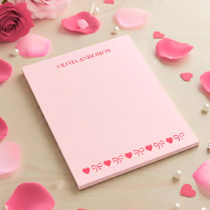 Bloc-note Cœurs roses et arcs personnalisés pour la Saint-Va