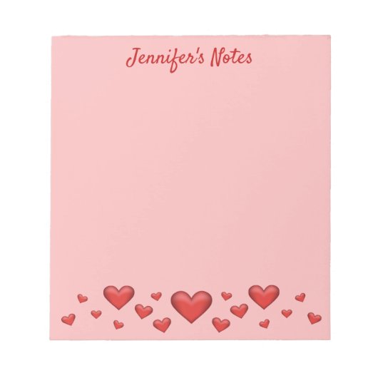 Bloc-note Cœurs rouges de la Saint-Valentin & Texte personna (Devant)