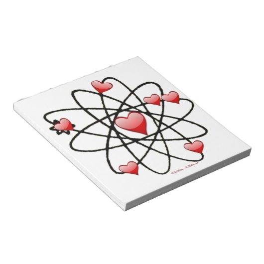 Bloc-note Coeurs rouges de Saint Valentin atomique (Incliné)