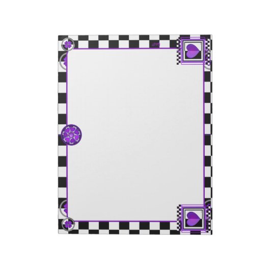 Bloc-note Coeurs violets B&W battants (Tourné)