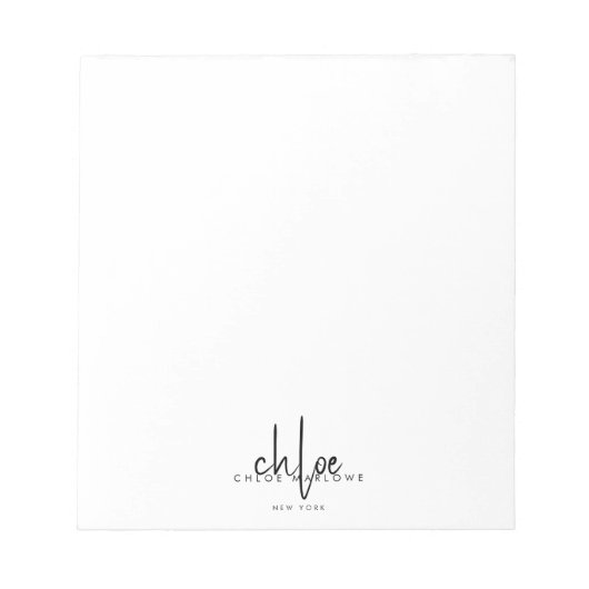 Bloc-note Coiffeur Chic Monogramme Minimaliste (Devant)