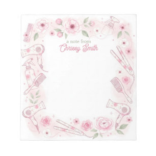 Bloc-note Coiffeur Personnalisé Fleurs Roses Nom Personnalis