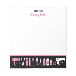 Bloc-note Coiffeur Personnalisé Rose & Noir Coiffeuse