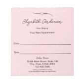 Bloc-note Coiffeur Rose et Noir Votre Prochain Rendez-Vous (Devant)