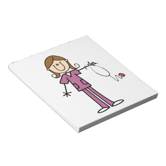 Bloc-note Coiffure Brown Female Stick Figure Infirmière (Incliné)