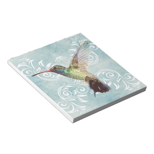 Bloc-note Colibri à l'Arrière - plan fleuri (Incliné)