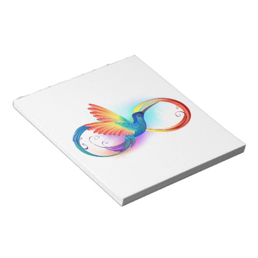 Bloc-note Colibri arc-en-ciel avec symbole Infinity (Incliné)