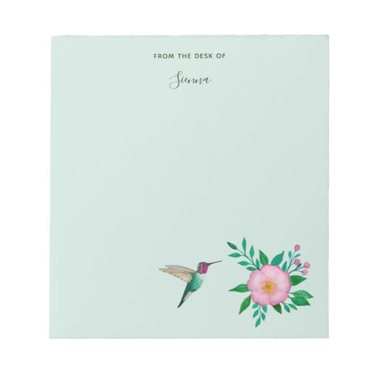 Bloc-note Colibri et Rose sauvage personnalisés (Devant)