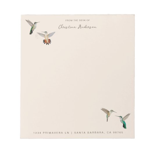 Bloc-note Colibris de Californie (Devant)