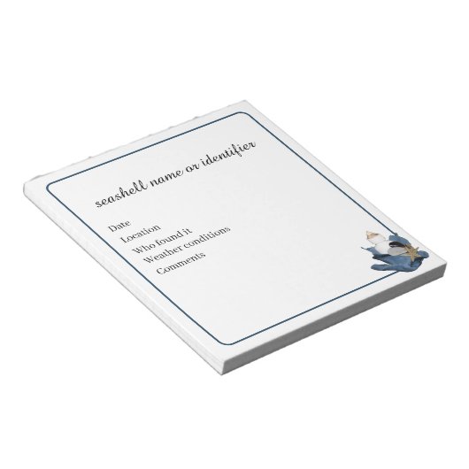 Bloc-note Collecte de coquillages étiquette organisation (Incliné)
