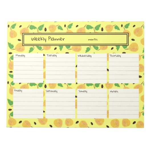 Bloc-note Collection Poires Dorées Planificateur Jaune Clair (Devant)