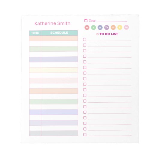 Bloc-note Coller une couleur mignonne Calendrier quotidien B (Devant)