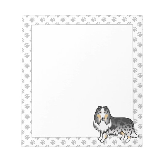 Bloc-note Collie Rough Merle Bleu Chien de Dessin Animé Mign (Devant)