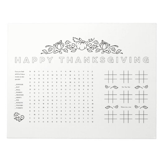 Bloc-note Coloration de la page d'activité bon thanksgiving (Devant)