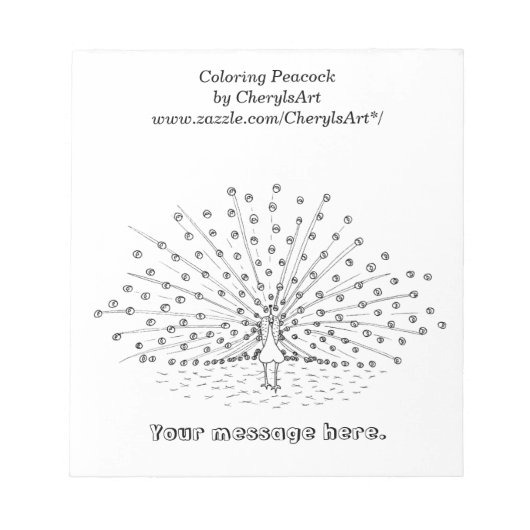 Bloc-note Coloration Peacock Dessin Notepads (Devant)