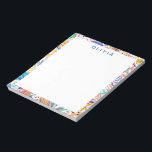 Bloc-note Coloré Tropical Botanical Motif Personnalisé<br><div class="desc">Un motif botanique amusant de fleurs et de feuilles dans une palette colorée de couleurs tropicales,  personnalisée avec le nom ou le libellé de votre choix.</div>