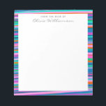 Bloc-note Coloré Vibrant Stripes Jouer Bright Nom de la coul<br><div class="desc">Ce motif à bandes amusantes présente des lignes abstraites dessinées à la main dans une variété de couleurs vives et vives.</div>