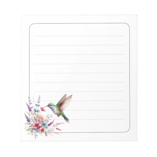 Bloc-note Colorful Hummingbird Floral Lined Writing (Devant)