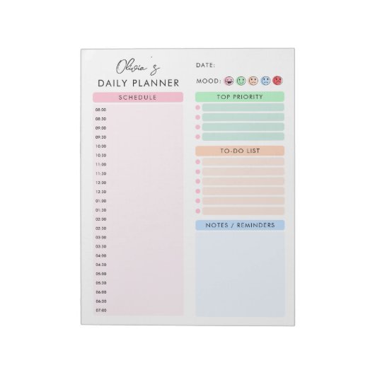 Bloc-note Colorful Minimalist Custom Daily Planner (Tourné)